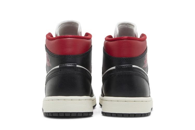 Wmns Air Jordan 1 Mid Black Off White Gym Red