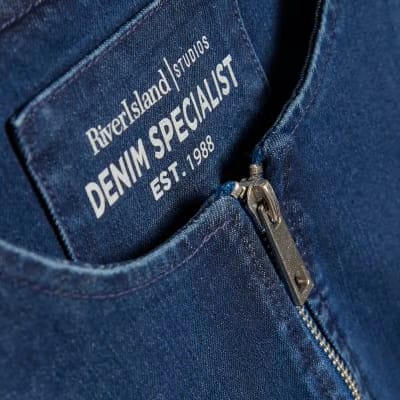Blue Zip Through Denim Midi Dress