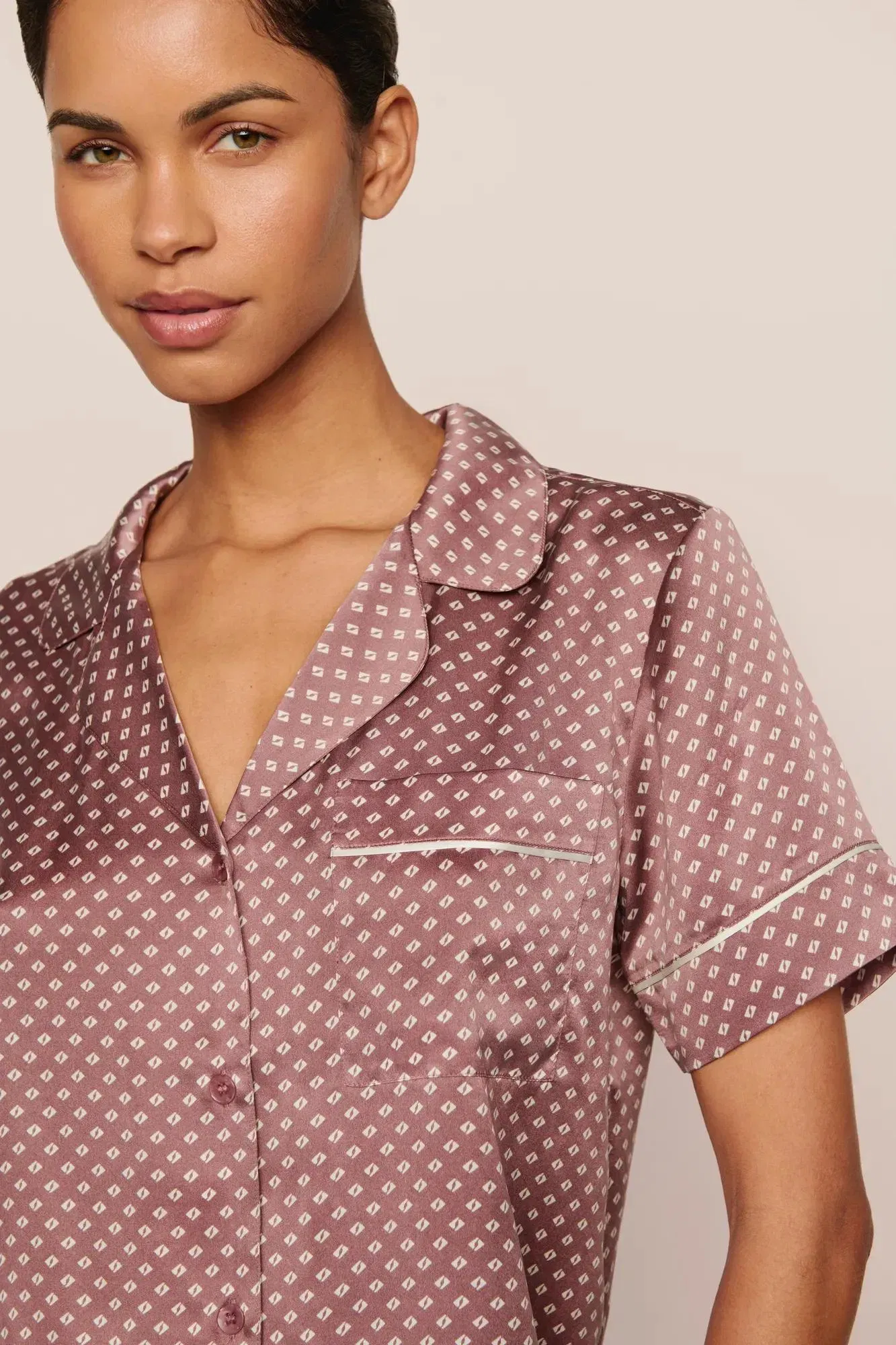Inez Washable Silk Printed Short PJ Set