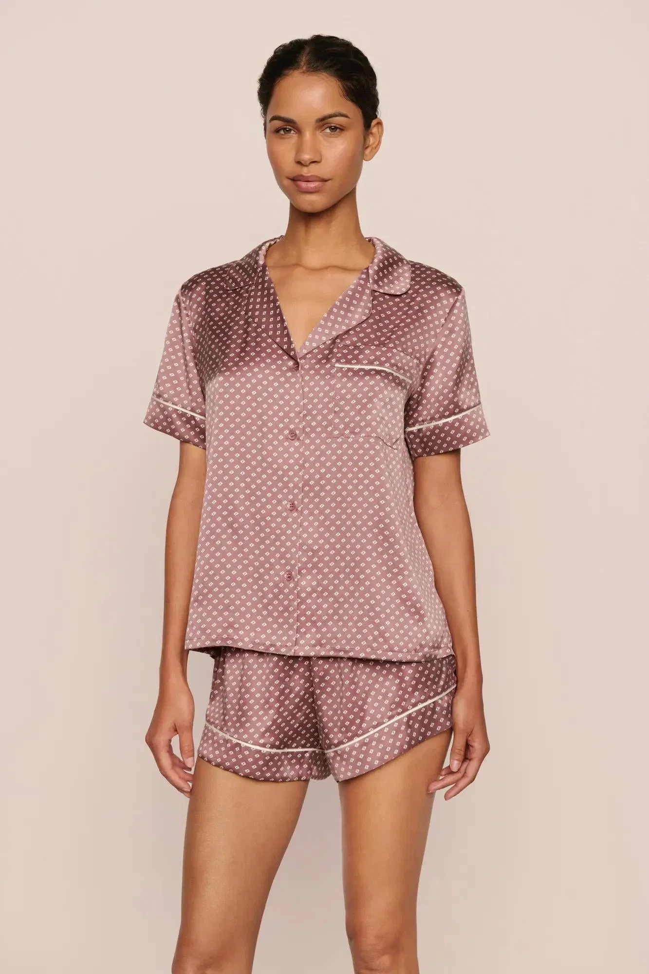 Inez Washable Silk Printed Short PJ Set