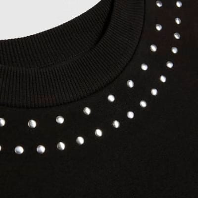 Black Long Sleeve Studded Sweatshirt