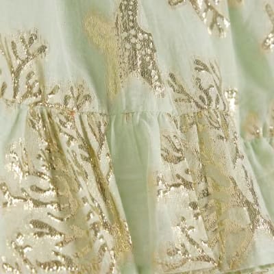 Green Marine Print Metallic Mini Beach Skirt