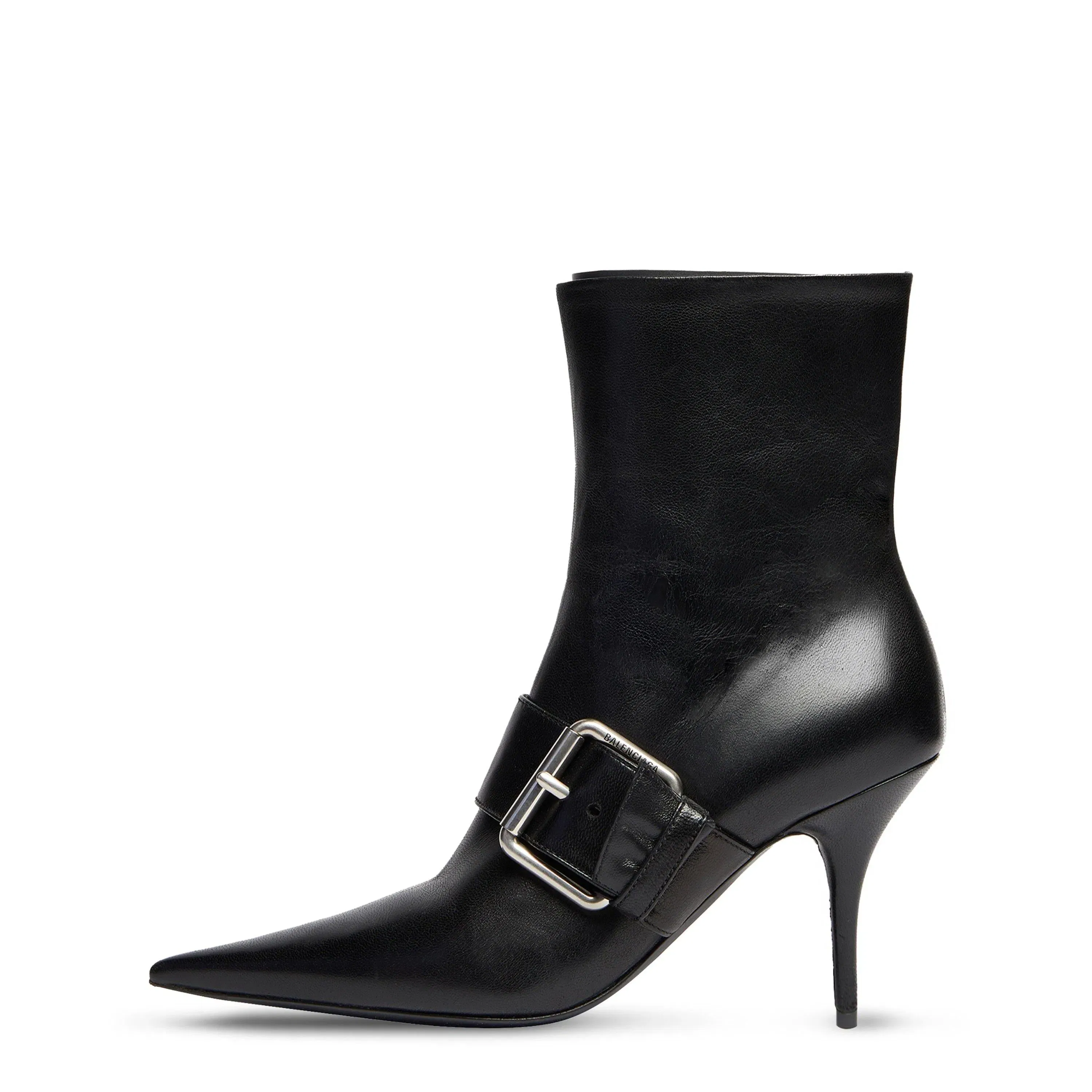 Knife Buckled Leather Ankle Boots