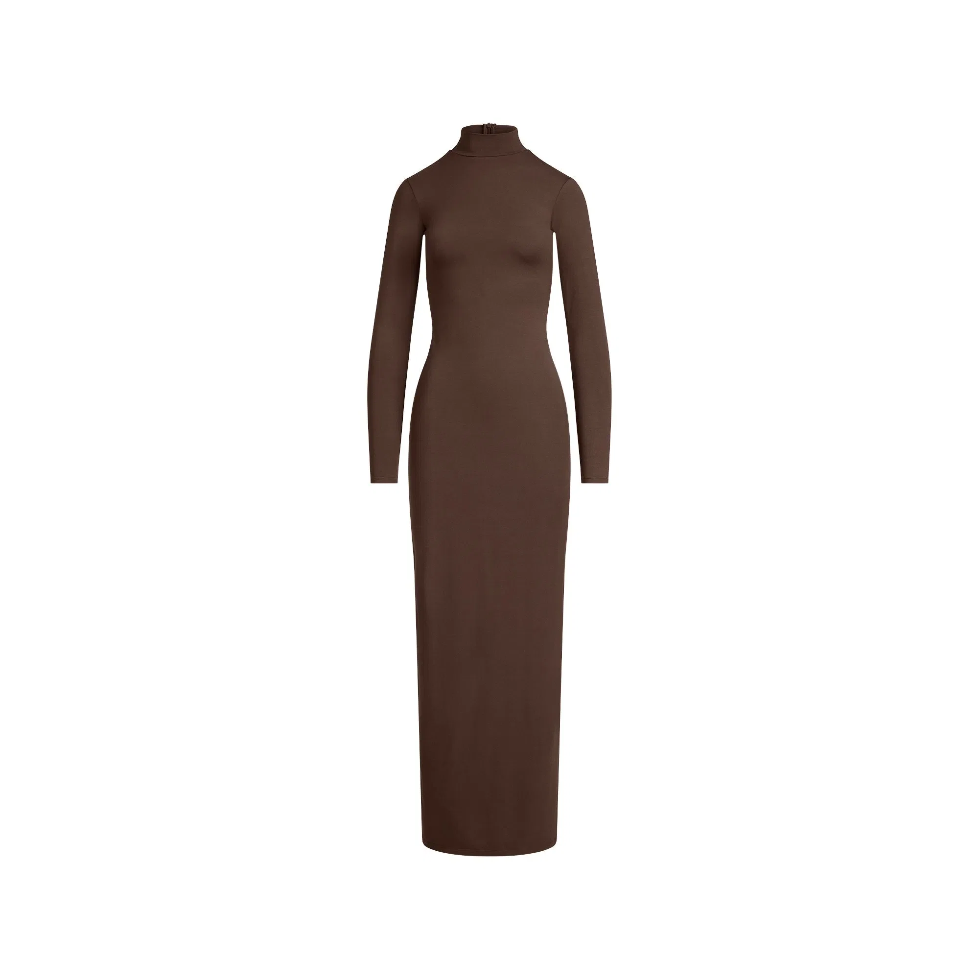 SMOOTH LAYERS TURTLENECK LONG DRESS | ESPRESSO