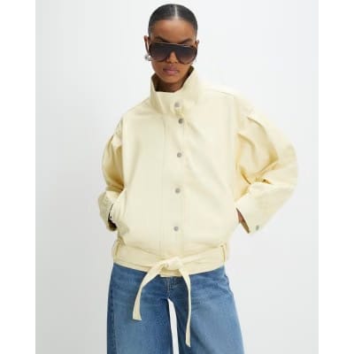 Yellow Batwing Low Belt Bomber Jacket