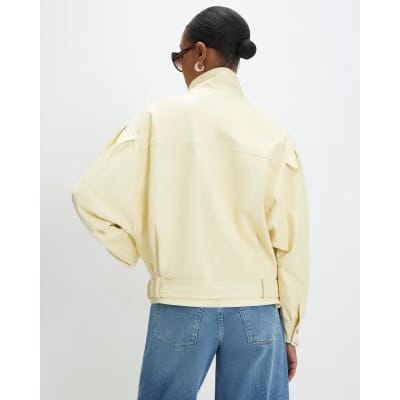 Yellow Batwing Low Belt Bomber Jacket