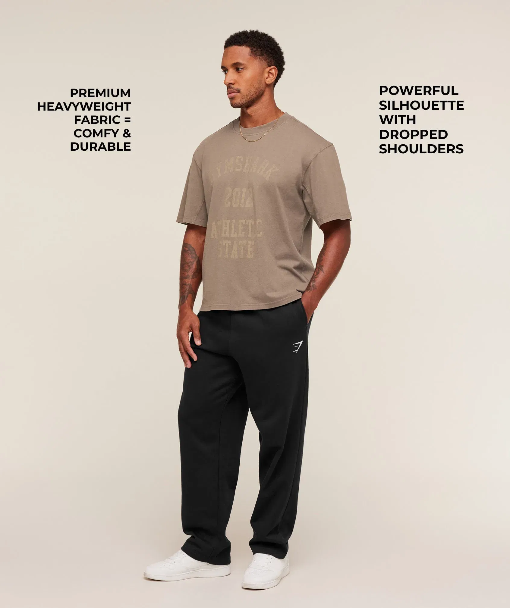 Gymshark Collegiate Washed T-Shirt - Soft Brown