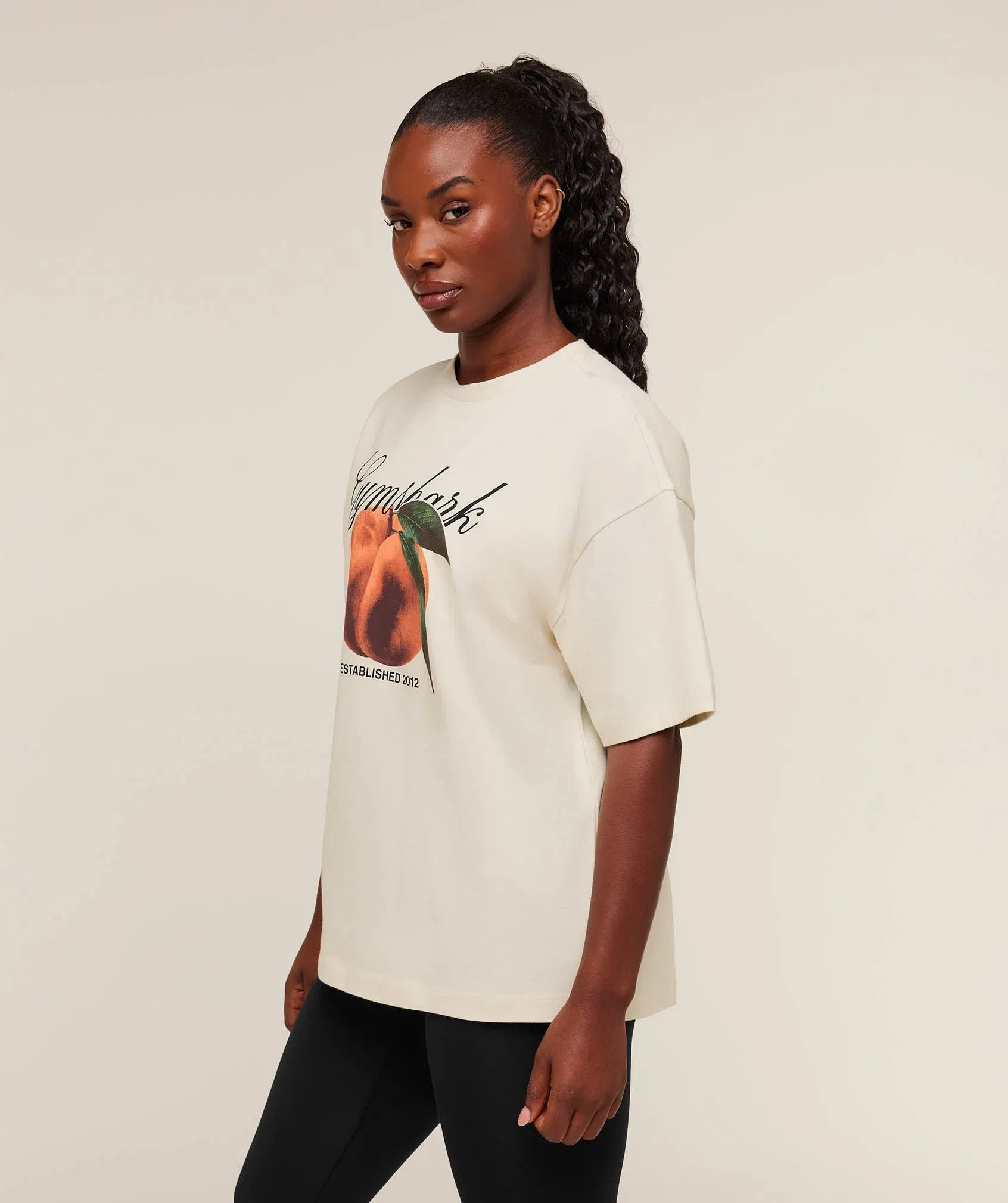Gymshark Juicy Peach Short Sleeve T-Shirt - Oat White