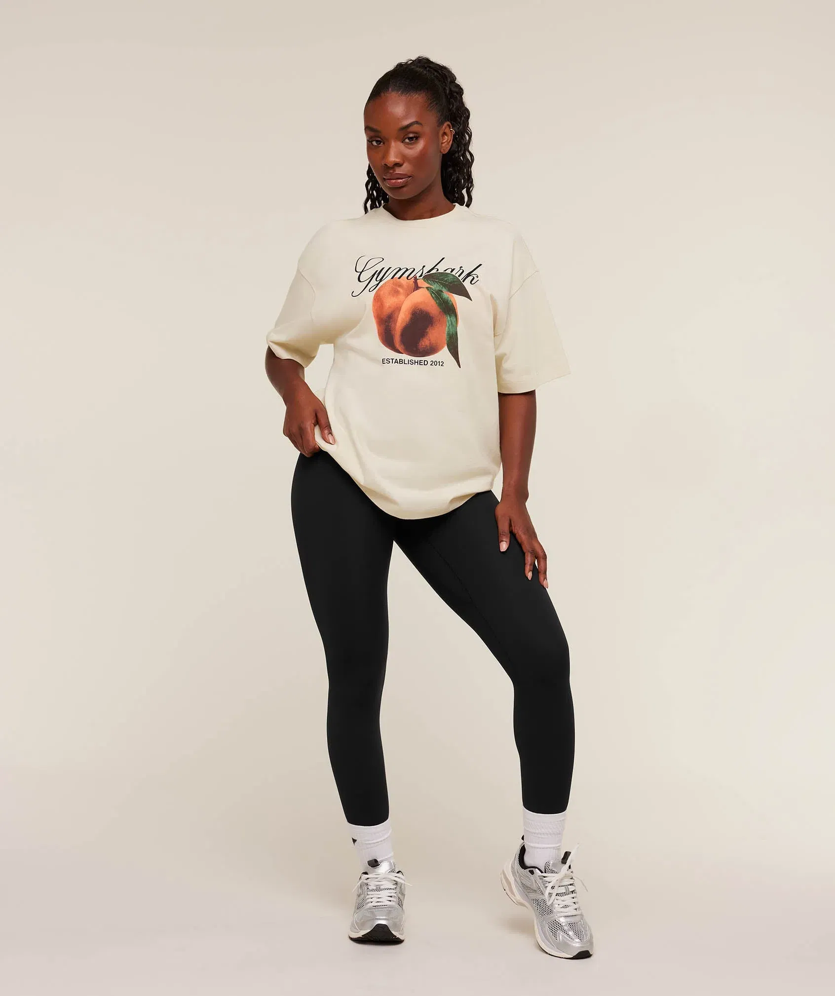 Gymshark Juicy Peach Short Sleeve T-Shirt - Oat White