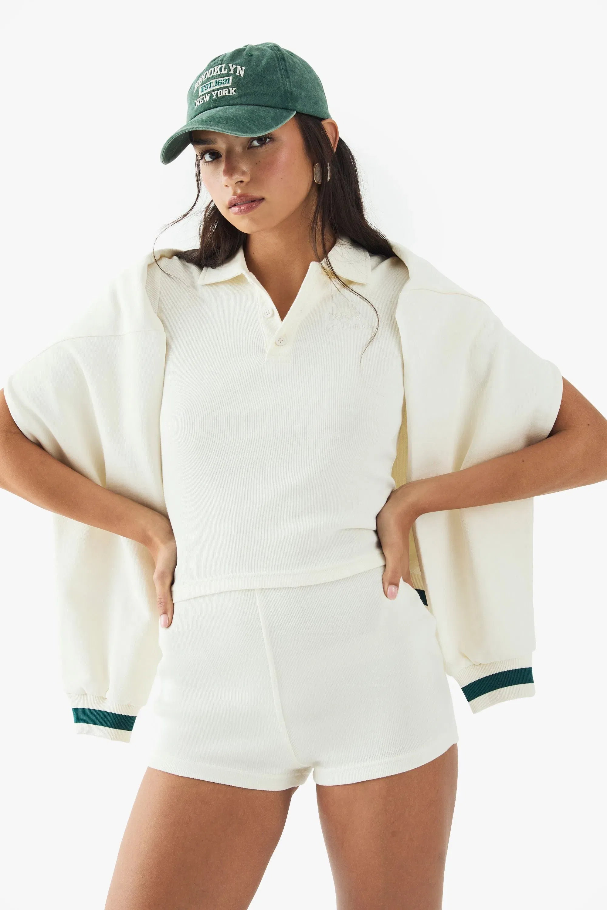 DSGN Studio Embroidered Ribbed Mini Shorts