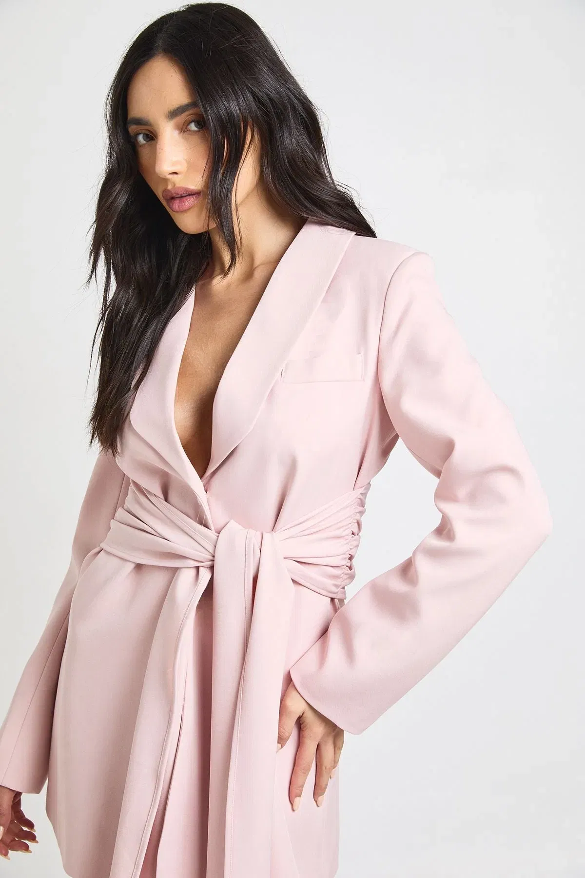 Obi Tie Waist Tailored Blazer Dress