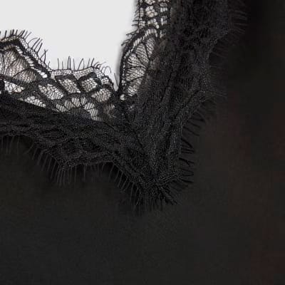 Black Longline Lace Cami Top