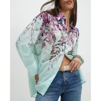 Green Floral Print Shirt