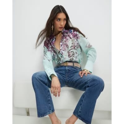 Green Floral Print Shirt