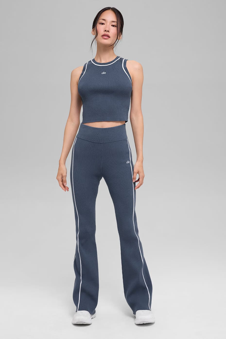 Ribbed Sweater Knit Highline Cropped Tank