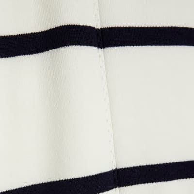 Navy Long Sleeve Striped Knitted Top