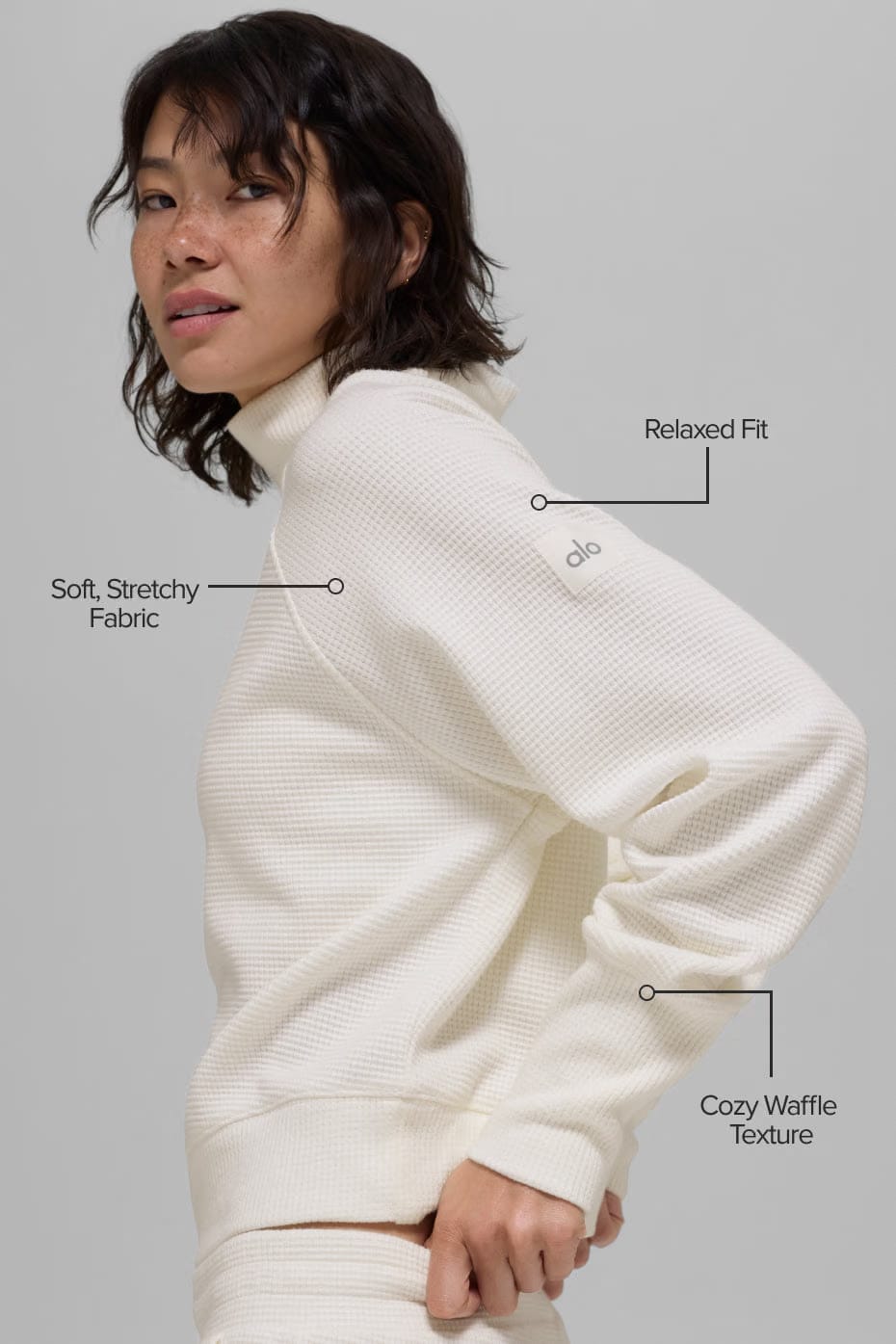 Waffle Weekend Escape Mock Neck Long Sleeve