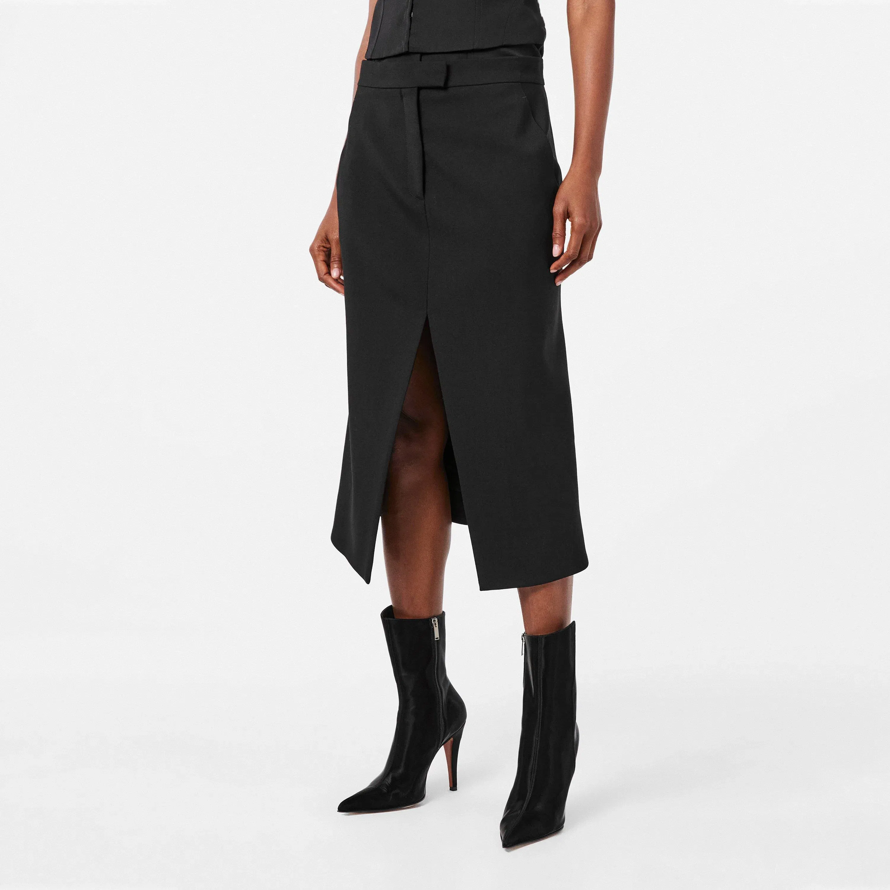 Alex Kick Back Structured Midi Skirt