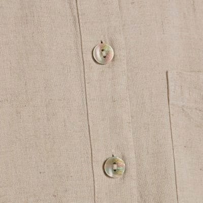 Beige Long Sleeve Linen Blend Shirt