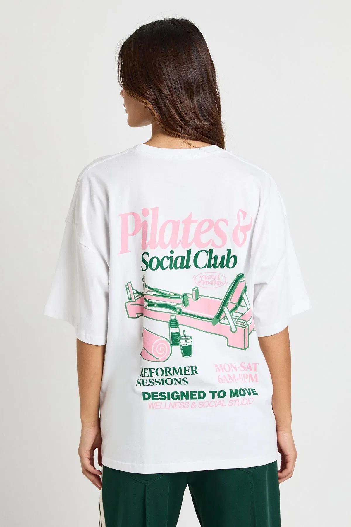 Reformer Pilates and Social Club Front and Back Printed T-Shirt