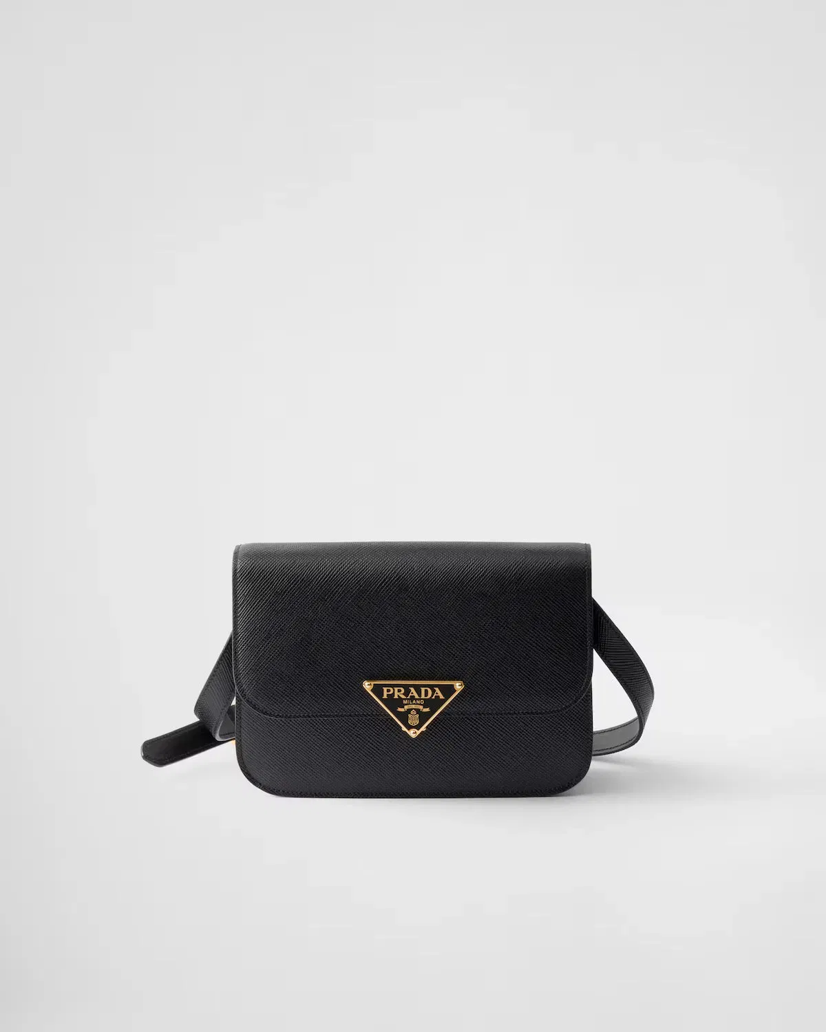 Saffiano leather flap shoulder bag