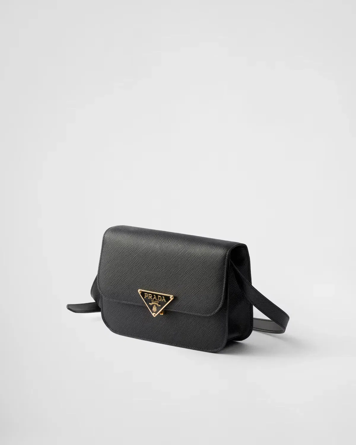 Saffiano leather flap shoulder bag