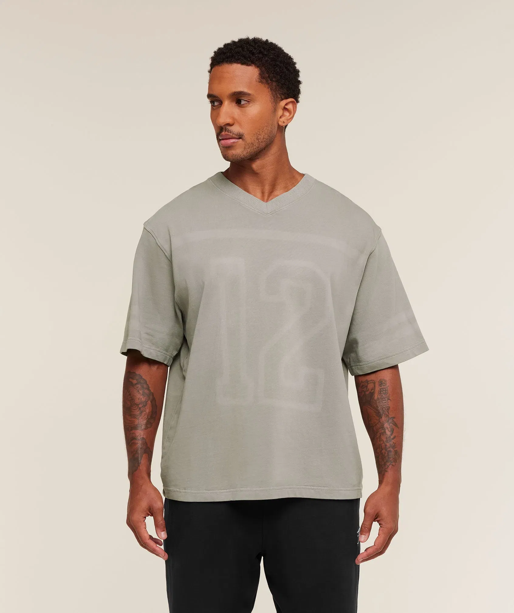 Gymshark Collegiate Washed Jersey T-Shirt - Smokey Grey