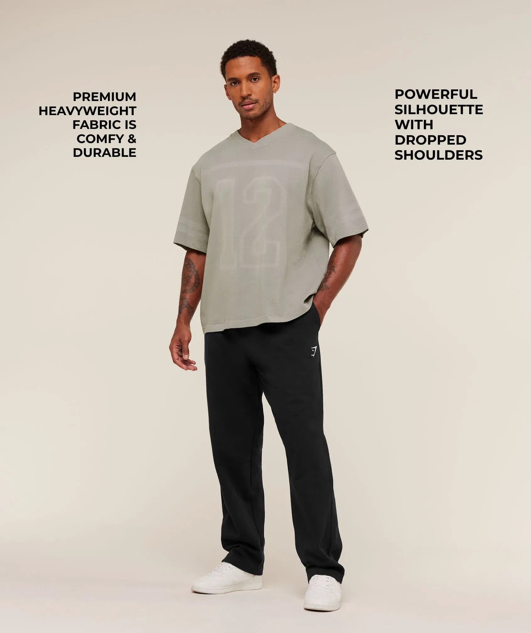 Gymshark Collegiate Washed Jersey T-Shirt - Smokey Grey