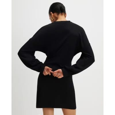 Black Long Sleeve Knot Side Mini Dress