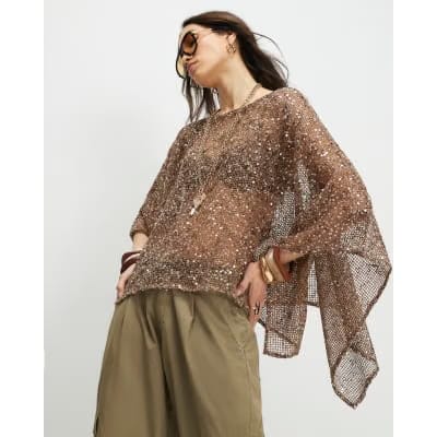 Gold Sequin Knitted Cape