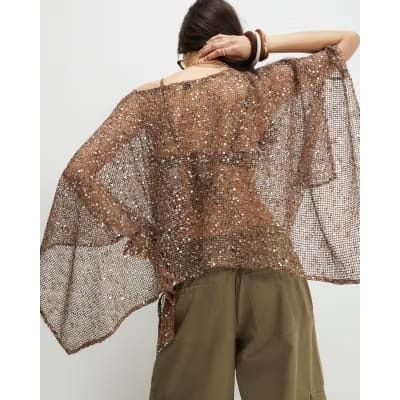 Gold Sequin Knitted Cape