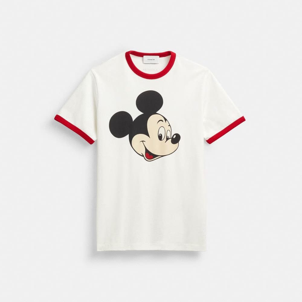 Disney X Coach Mickey Graphic Ringer T-Shirt In Organic Cotton