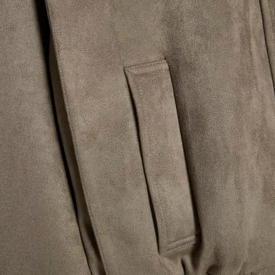 Khaki Faux Suede Shoulder Detail Jacket