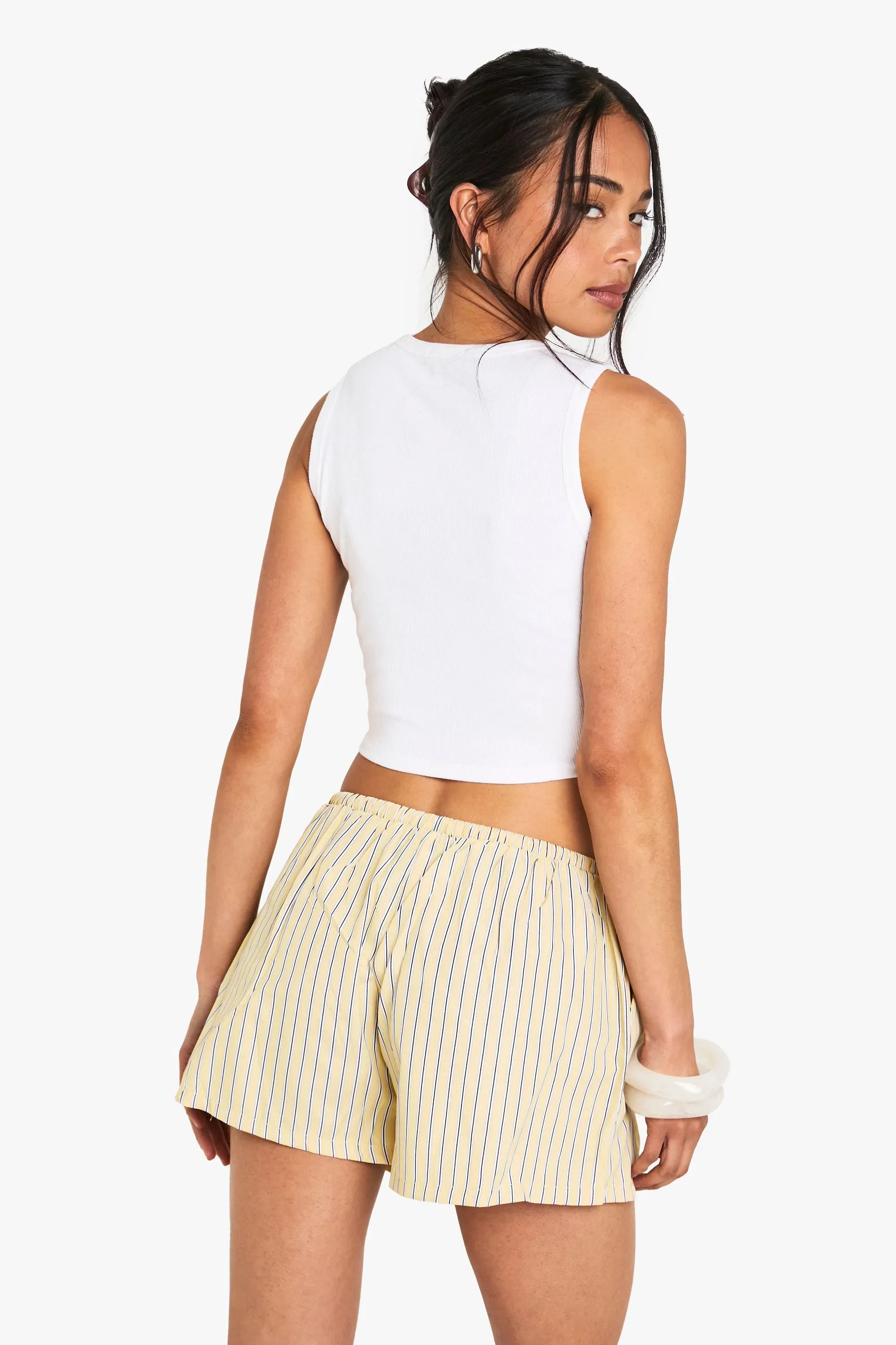 Basic Rib Pointed Hem Racer Neck Vest Top