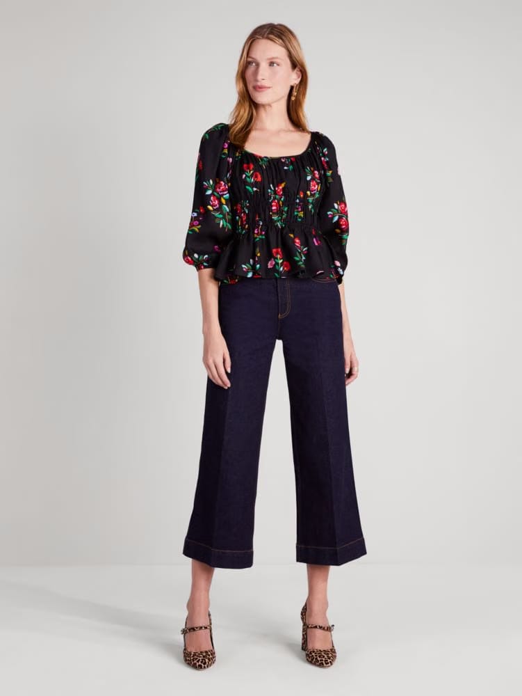 Autumn Floral Long-sleeve Riviera Top