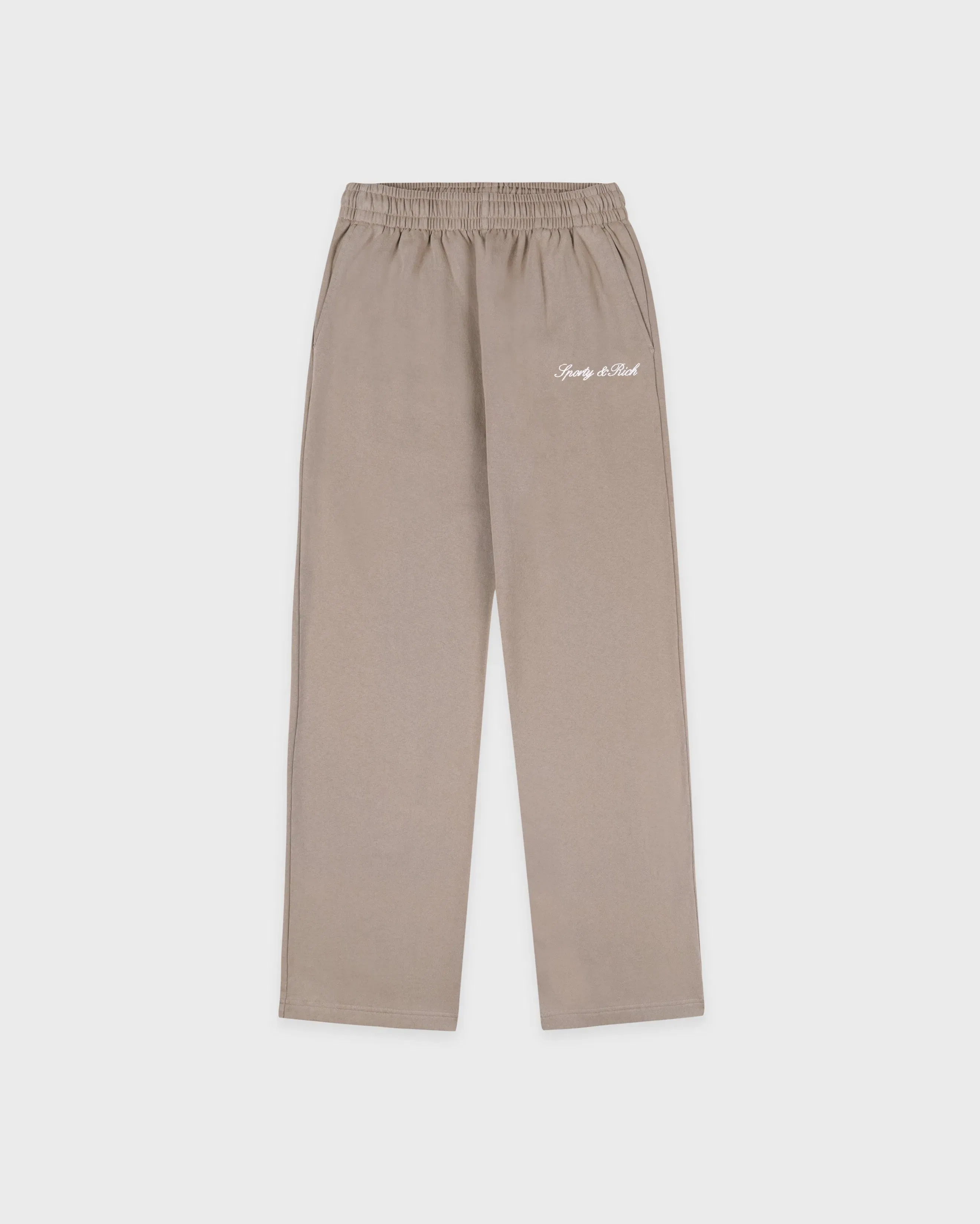 Signature Logo Embroidered Wide Sweatpant - Hazelnut/White