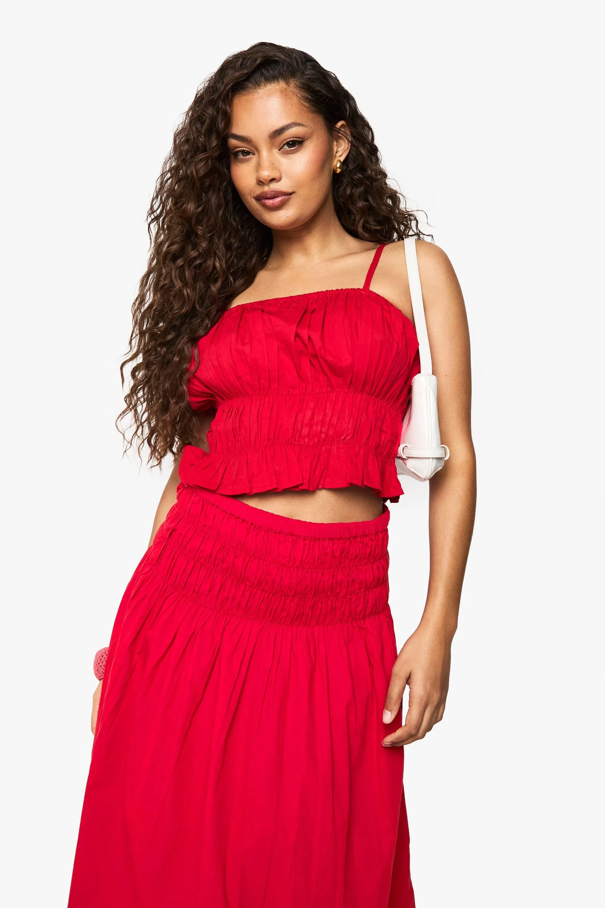 Shirred Cotton Poplin Cami Top