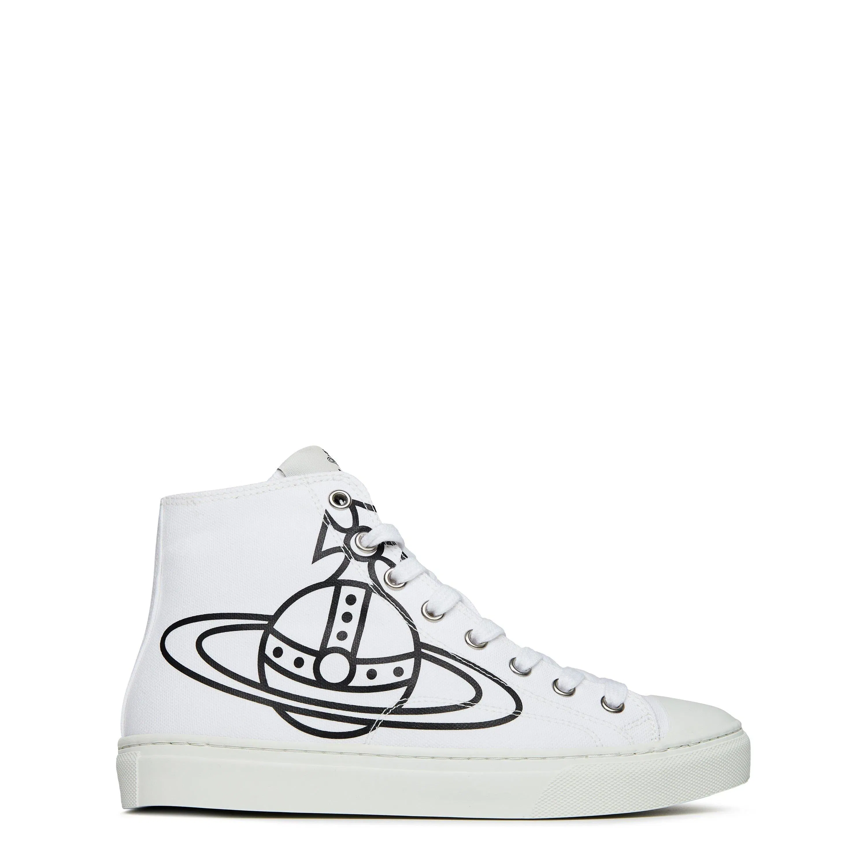 Thin Orb Motif Cotton High Top Trainers