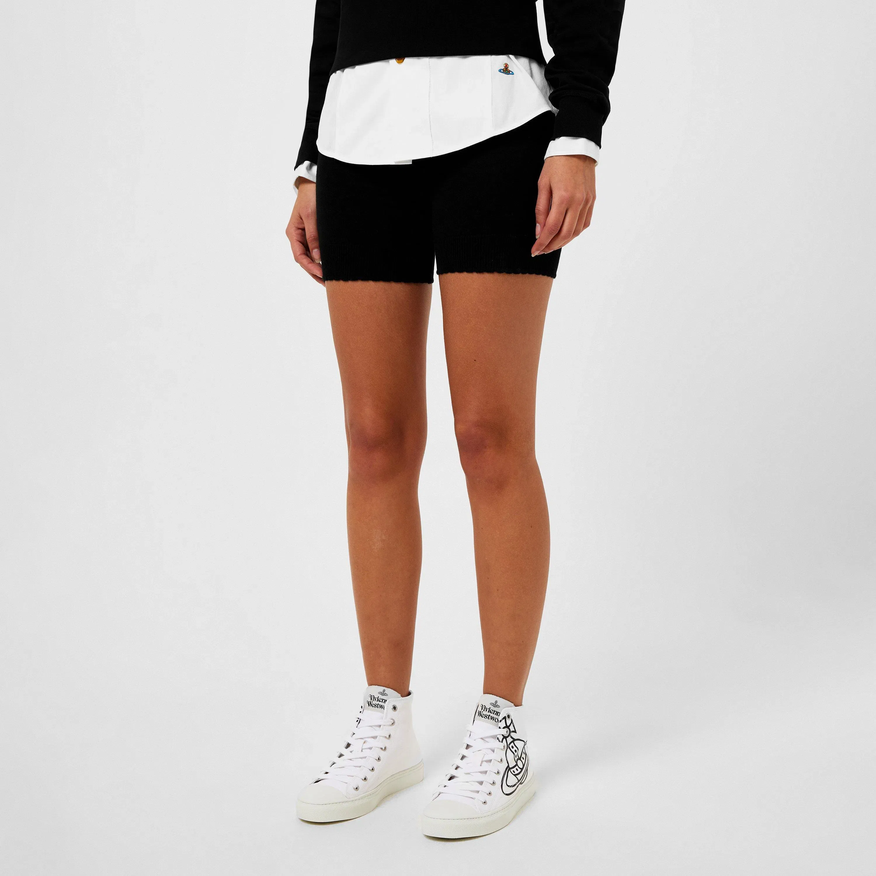 Thin Orb Motif Cotton High Top Trainers