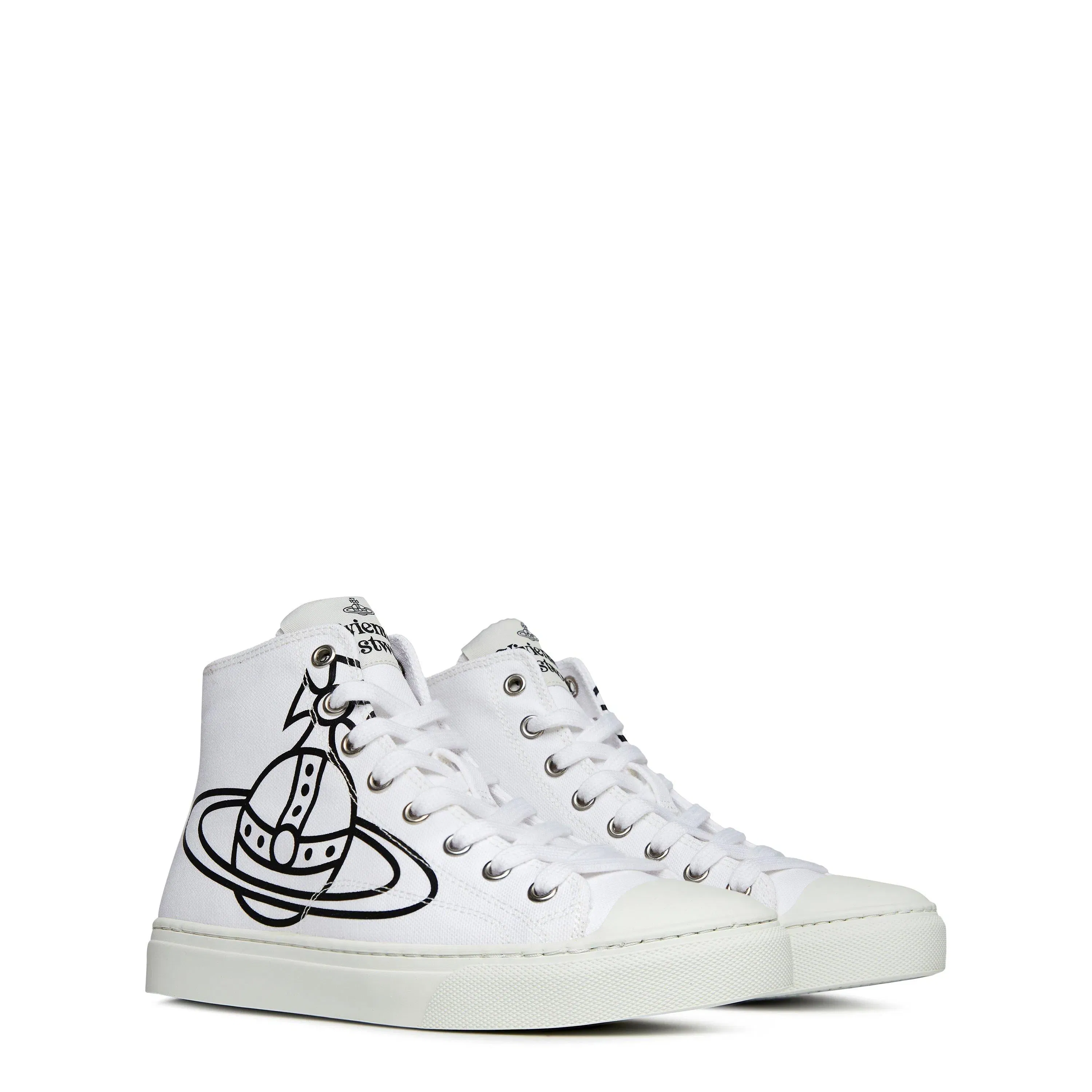 Thin Orb Motif Cotton High Top Trainers