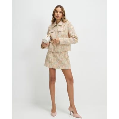 Yellow Boucle Aline Mini Skirt
