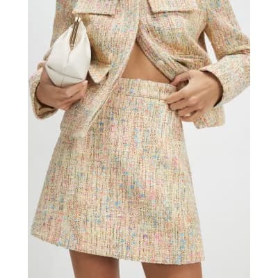 Yellow Boucle Aline Mini Skirt