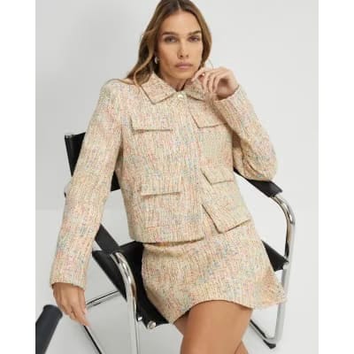 Yellow Boucle Aline Mini Skirt