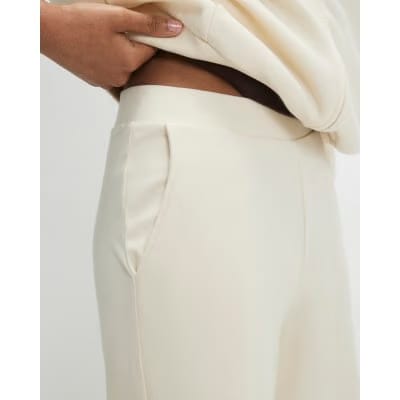 Cream Stretch Wide Leg Trousers