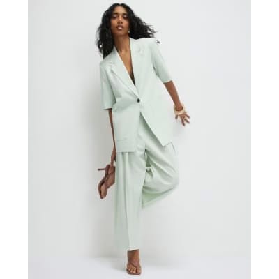 Green Ankle Grazer Tailored Trousers