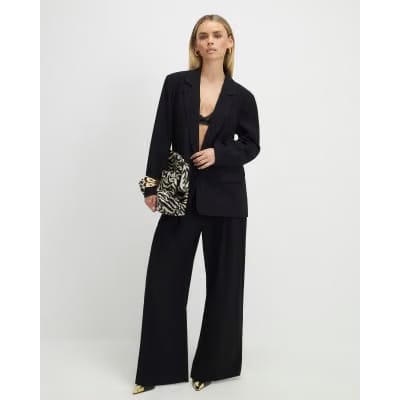 Petite Black Wide Leg Trousers
