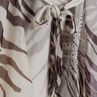 Cream Animal Print Mini Kaftan