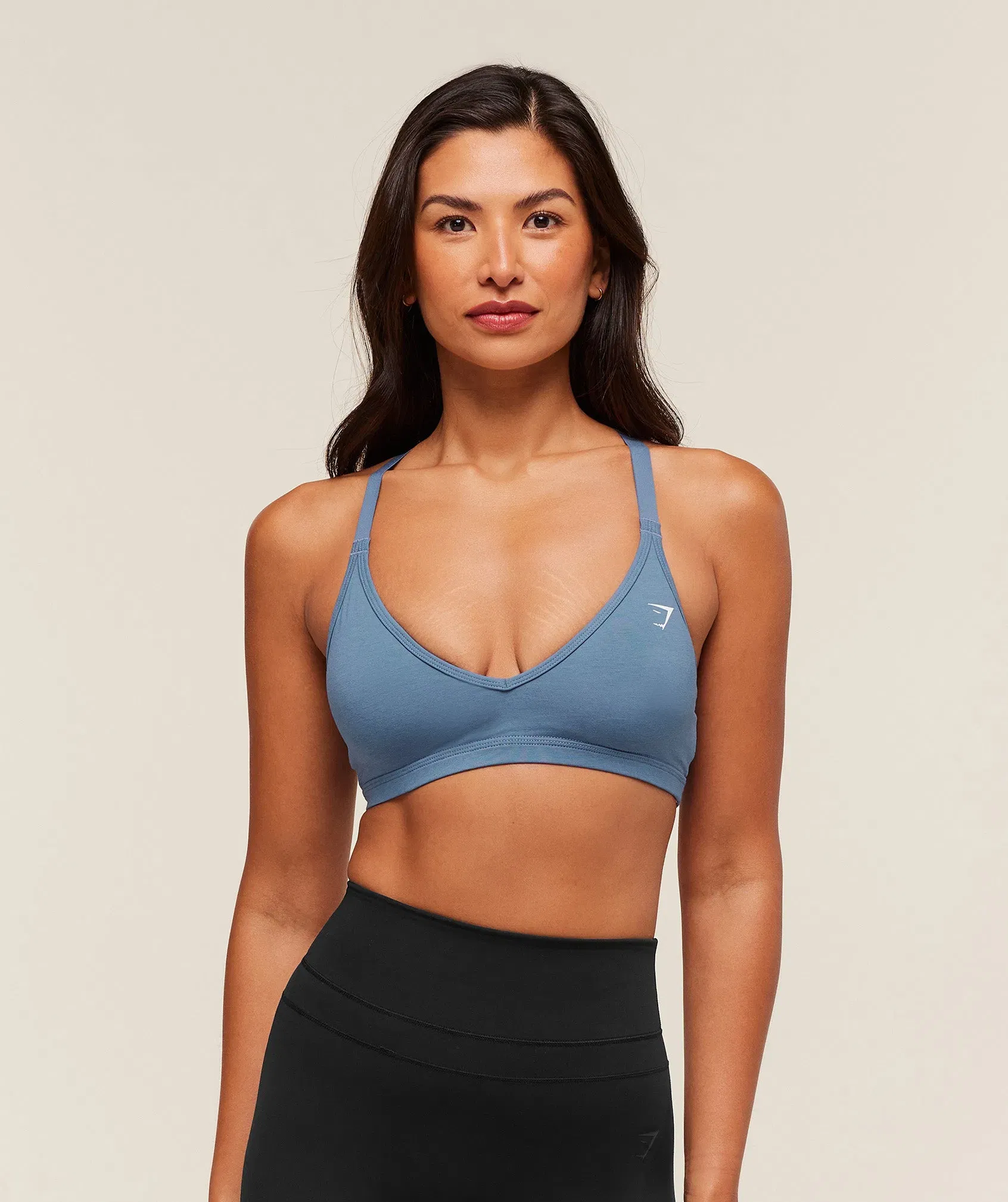 Gymshark Cotton Racerback Sports Bra - Worn Blue