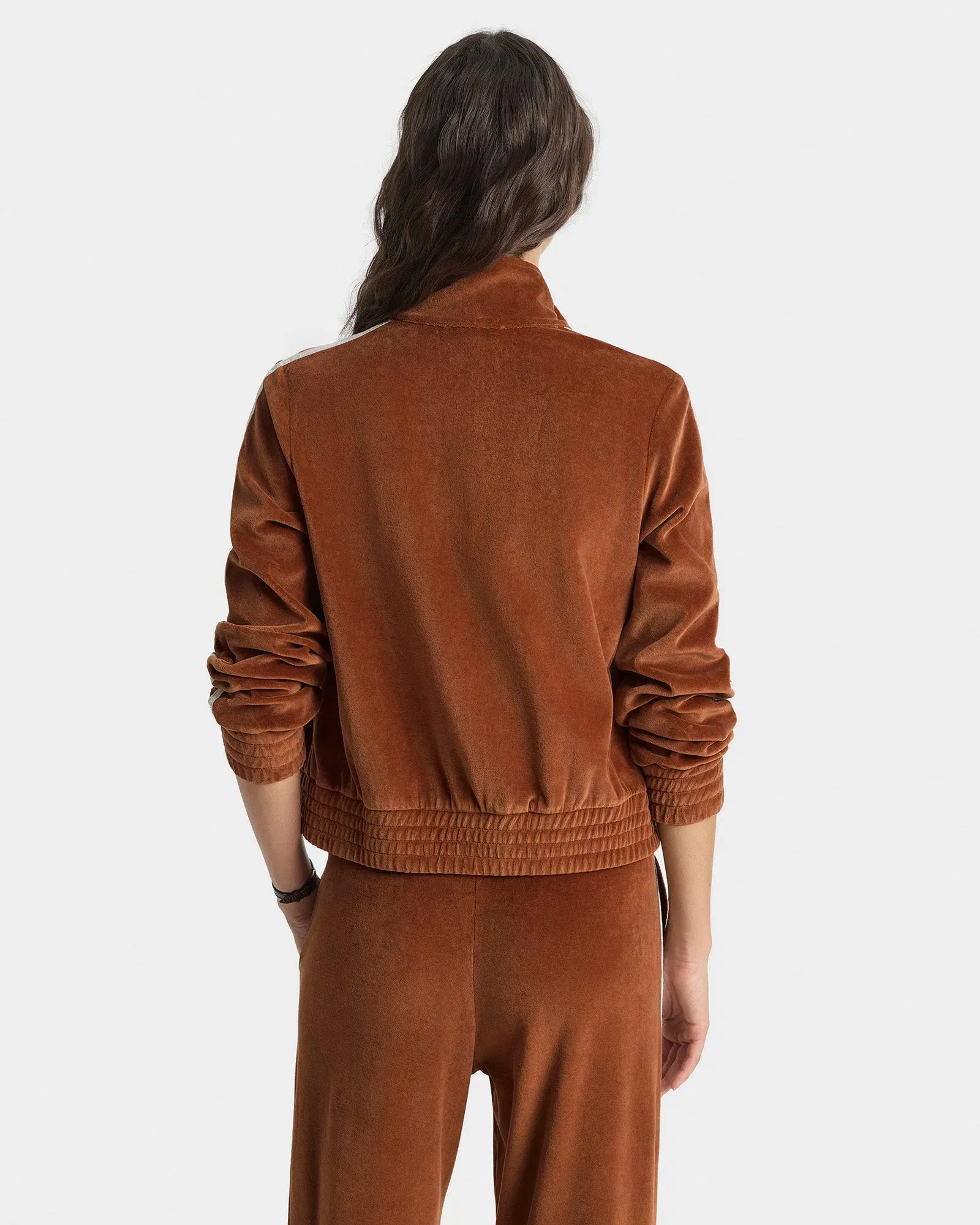 NY Crest Elio Velour Track Jacket - Tobacco
