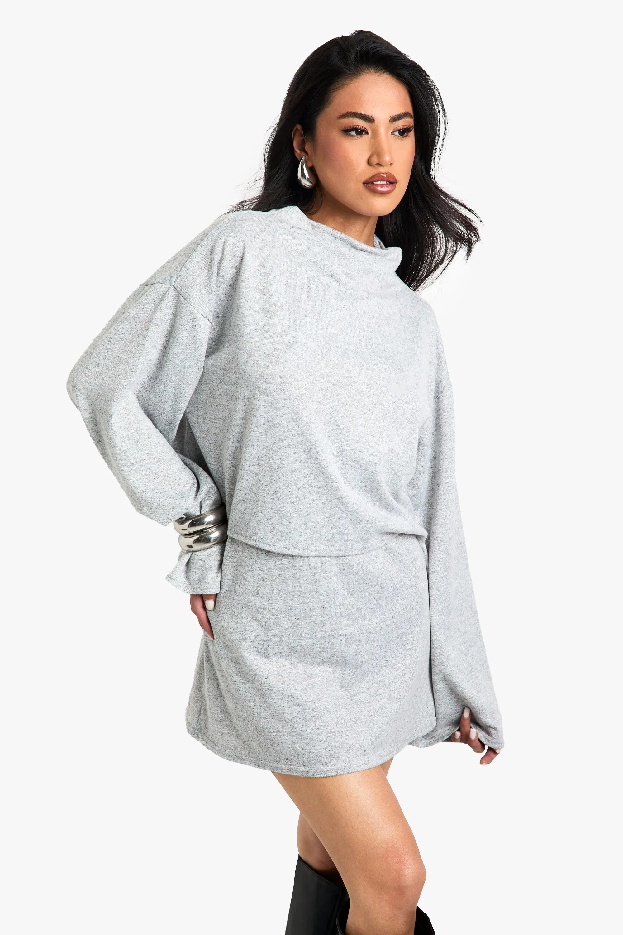 Brushed Melange Mini Skirt